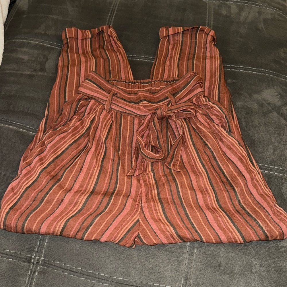 American Eagle Outfitters Multicolored Striped Linen Tie Waist Casual Pants